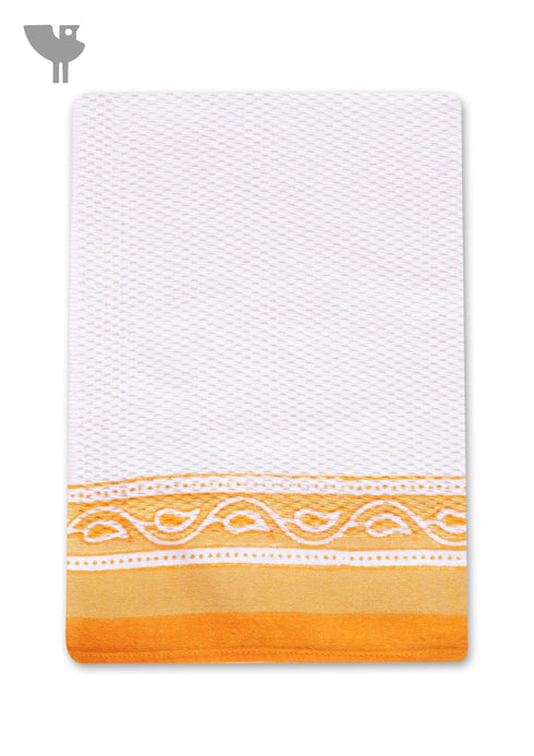 Handloom Cotton Hand Towel With Block Print Border